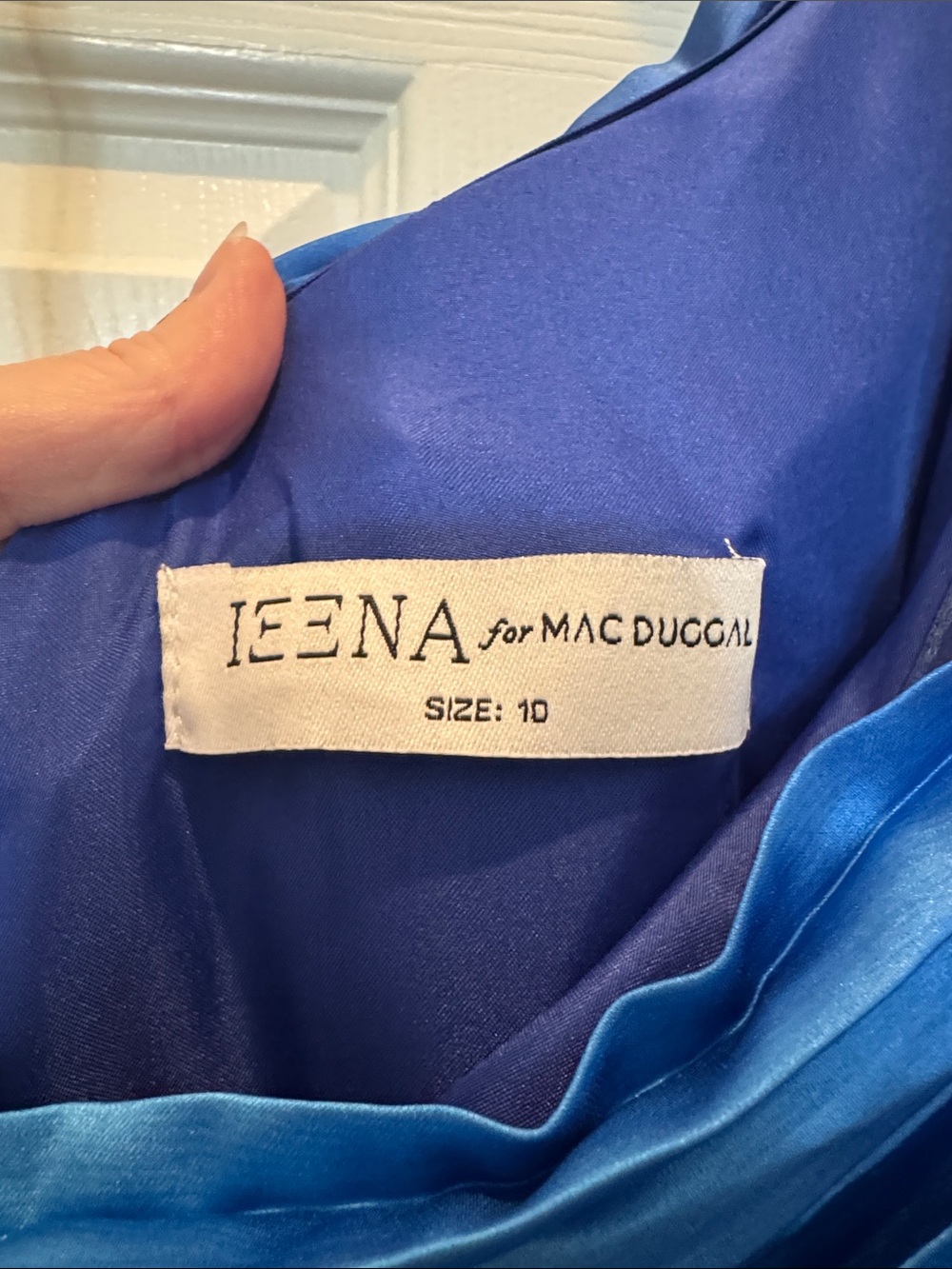 Mac Duggal 49903 Blue Pleated Charmeuse One Shoulder Ombre Gown Size 10 NWOT - Picture 13 of 13